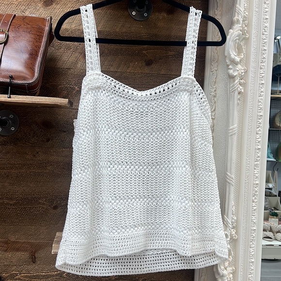 Vince Crochet Knit Cotton Camisole Tank Top Size XL - Picture 7 of 10
